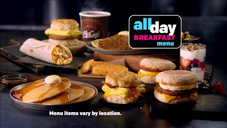 What breakfast items does McDonald's sell all day?