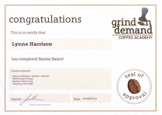 What is barista certificate?