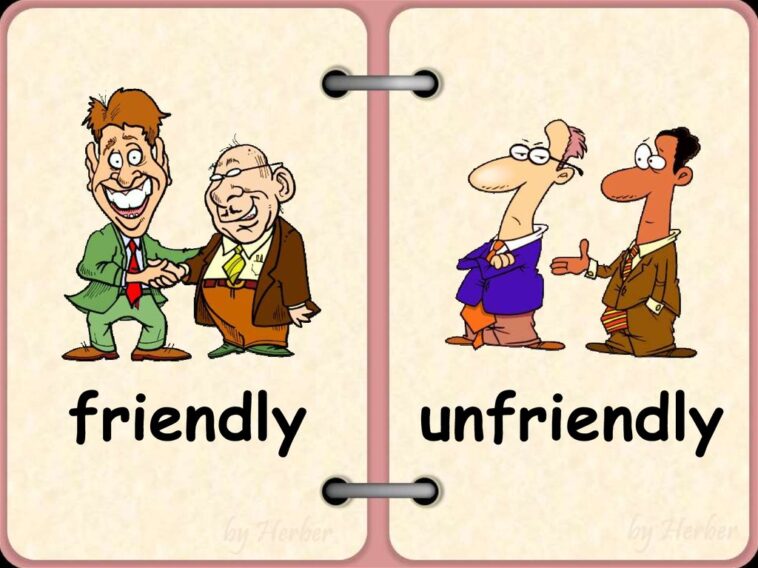 What is the opposite of friendly in Spanish?
