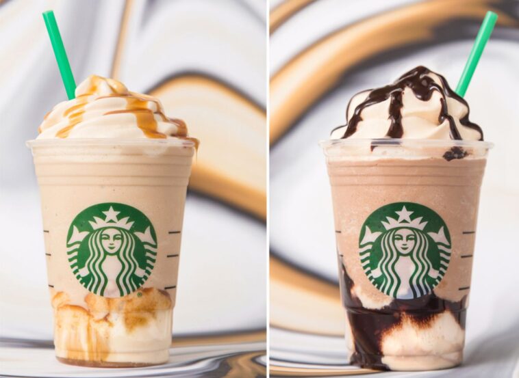Which Frappuccinos have whipped cream on the bottom?