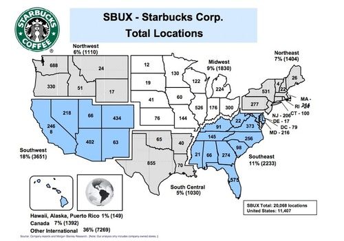 Which state has the most Starbucks?