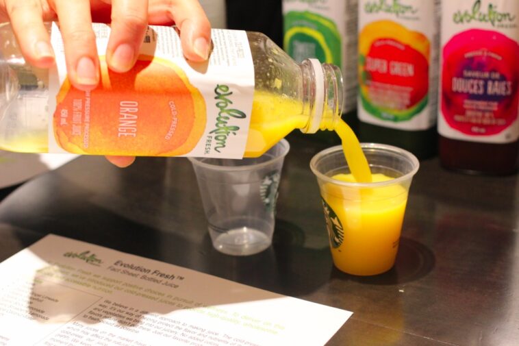 Why is there no peach juice at Starbucks?