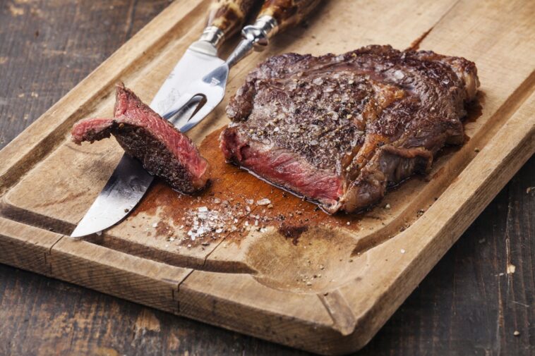 Does a medium steak have blood?