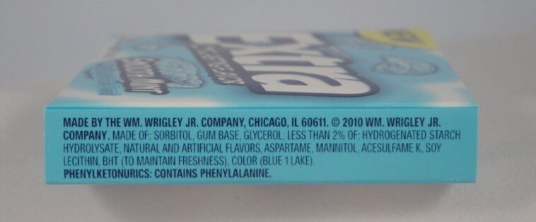 Does chewing gum contain phenylalanine?