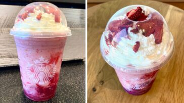How do I order a strawberry cheesecake Frappuccino from Starbucks?