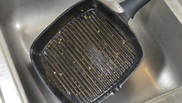 How do you clean a cast iron grill pan?