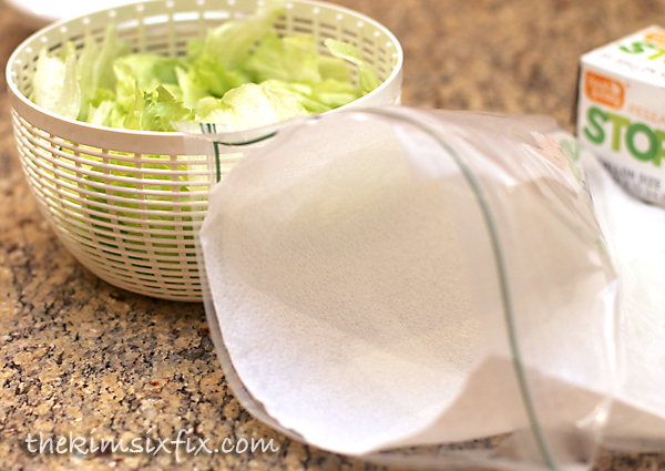How do you keep bagged shredded lettuce fresh after opening?