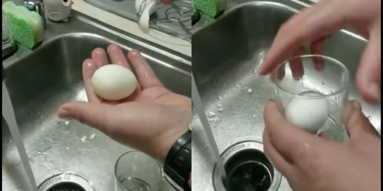 How do you peel a boiled egg hack?