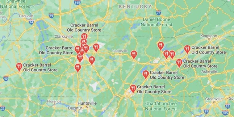 How many Cracker Barrels are in the United States?