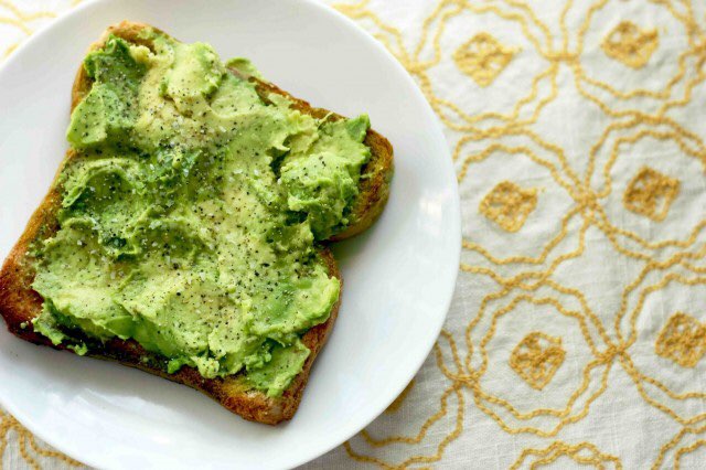 How many calories are in 2 pieces of toast with avocado?