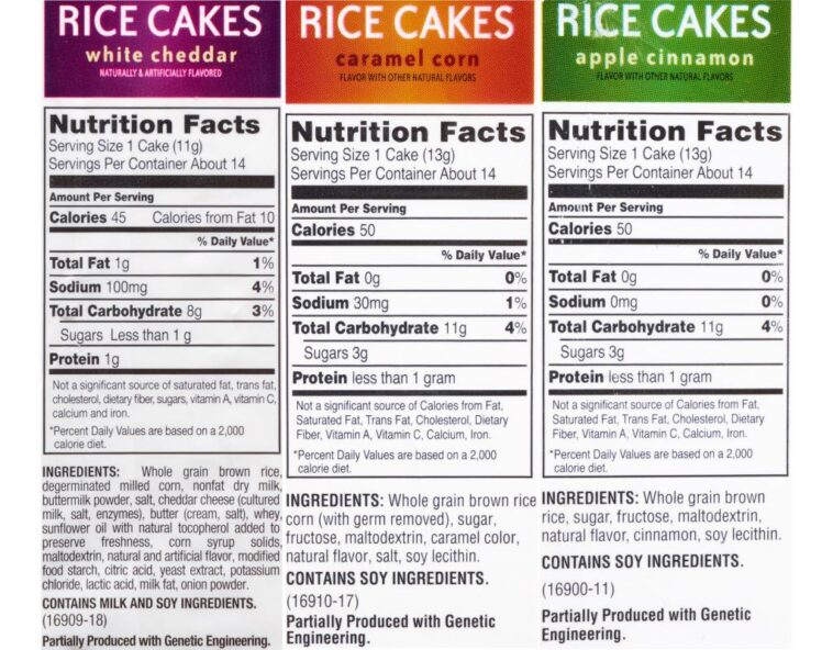 How many calories are in 3 chocolate rice cakes?