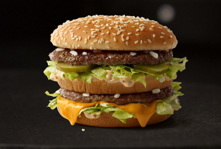 How many calories are in a Big Mac without the middle bun?