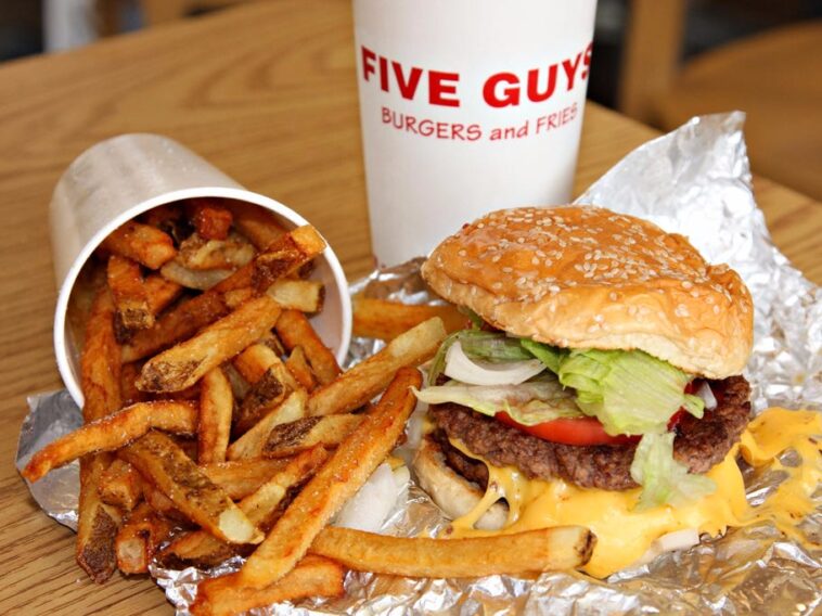 How many calories are in a Five Guys cheeseburger?