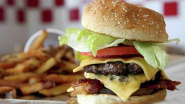 How many calories in a Five Guys cheeseburger all the way?