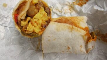 How many calories in a homemade breakfast burrito?