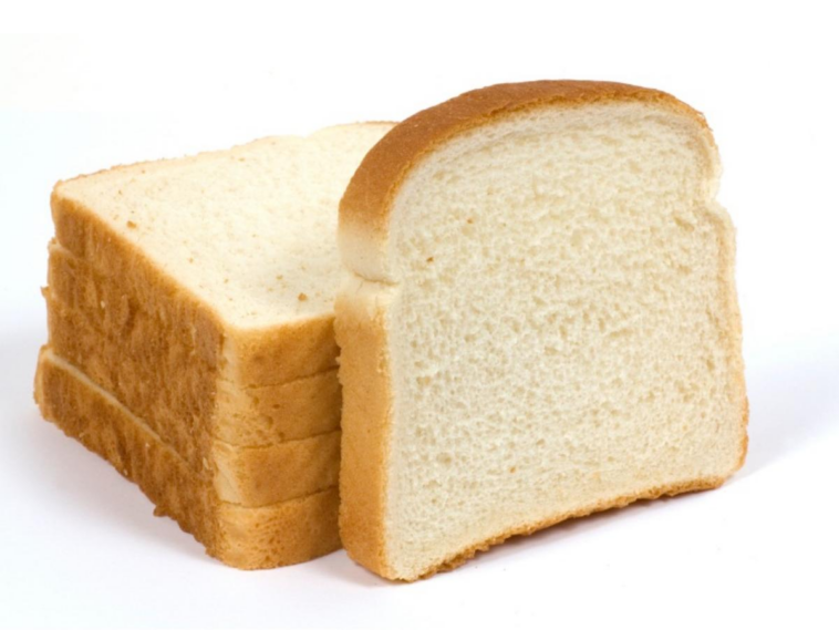 How many calories is a piece of sliced white bread?