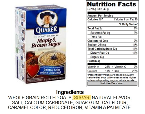How many carbs are in Quaker Low sugar oatmeal?