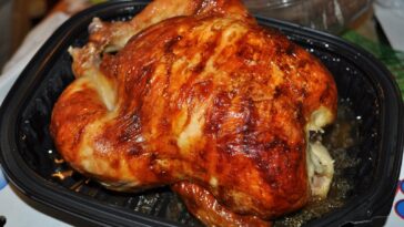 How many grams of meat are in a rotisserie chicken?