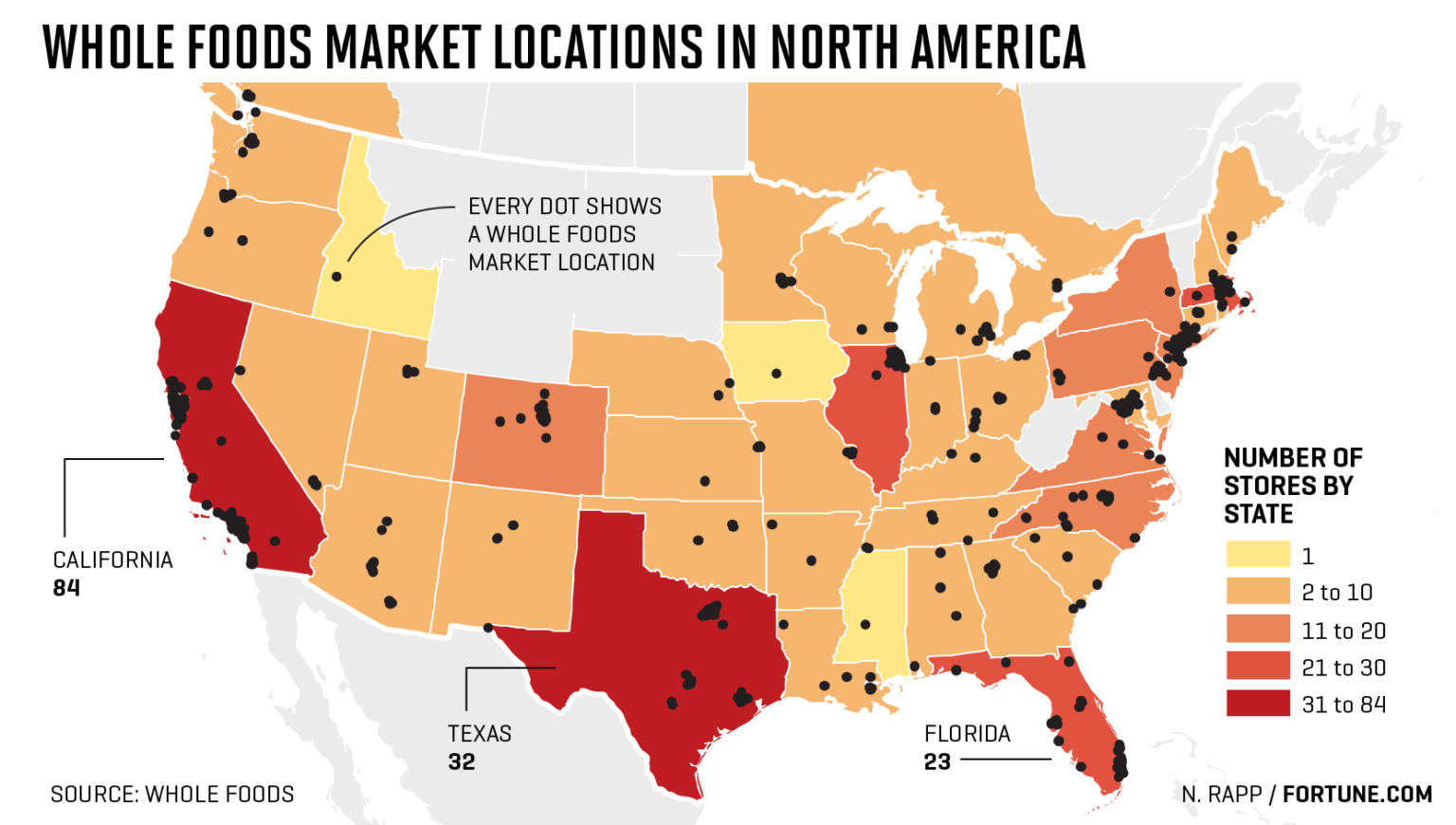 How many locations does Whole Foods have?