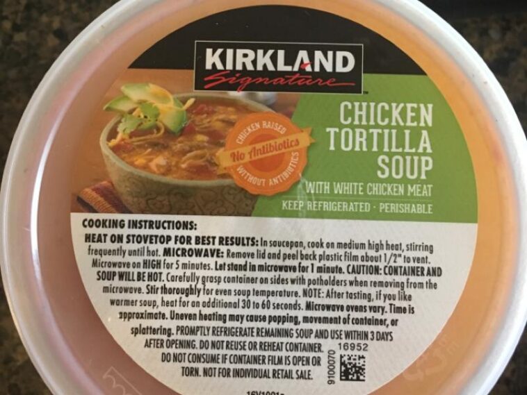 How many servings are in Kirkland Chicken Tortilla soup?