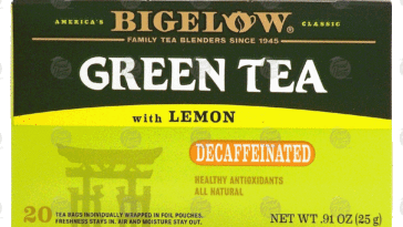 How much caffeine is in Bigelow green tea bag?