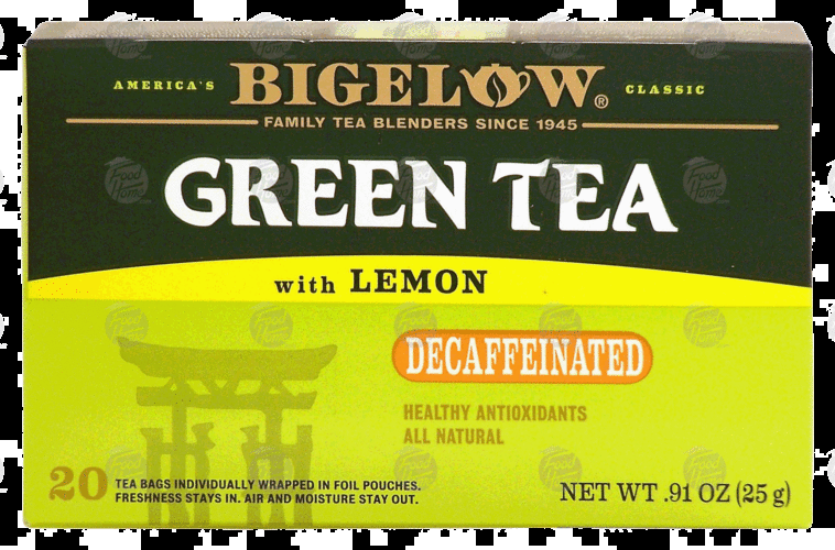 How much caffeine is in Bigelow green tea bag?