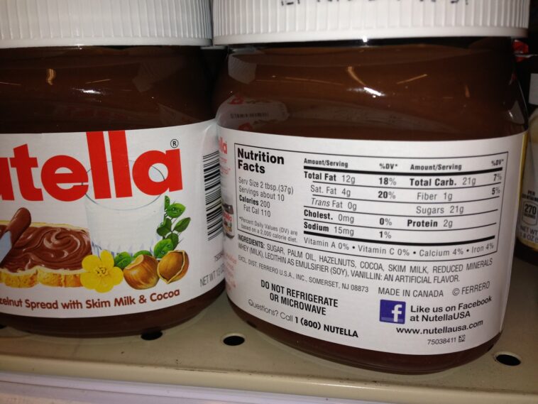 How much is a serving of Nutella?