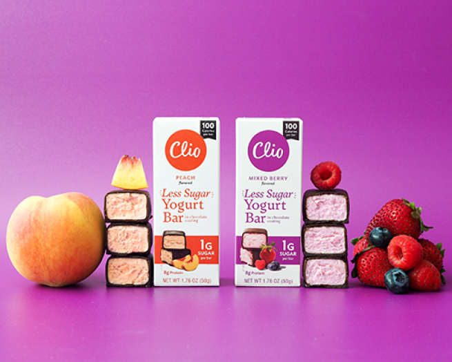 How much sugar is in a Clio yogurt bar?