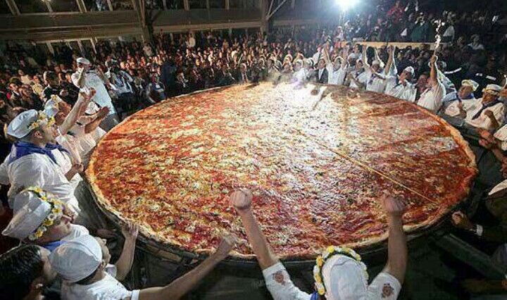 How was worlds largest pizza cooked?