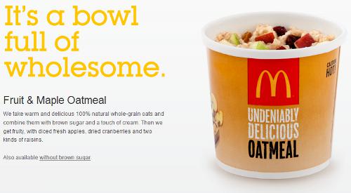 Is Mcdonalds plain oatmeal healthy?