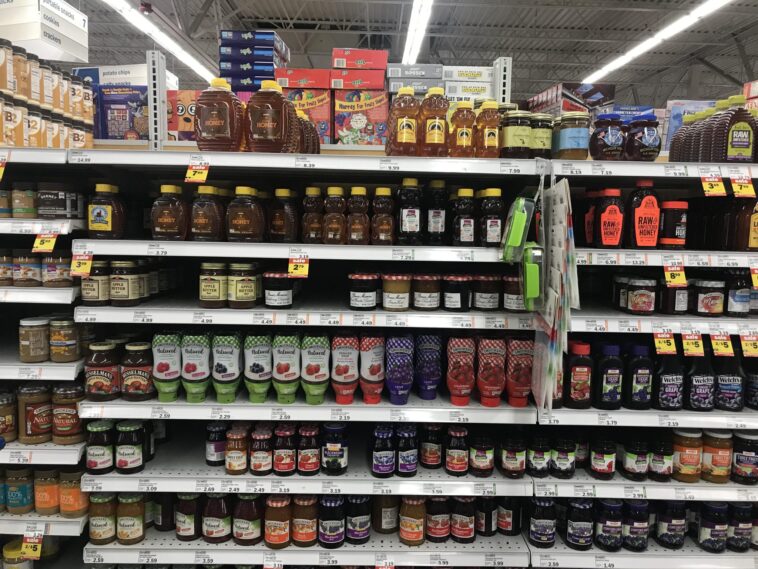 What aisle of the grocery store is honey in?