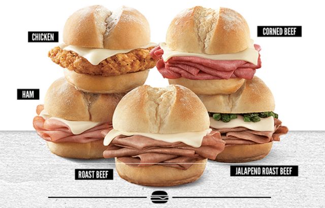 What are the 5 classic sliders at Arby's?
