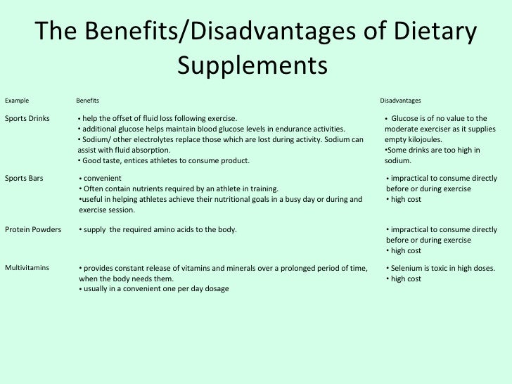 What are the disadvantages of taking supplements?