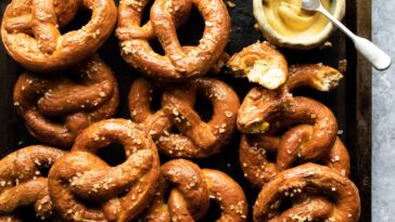 What do you eat with German pretzels?