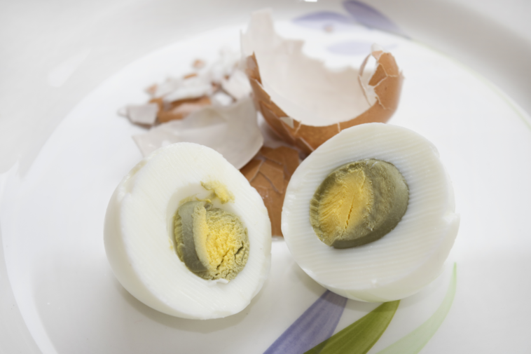 What does it mean if the yolk of a hard boiled egg is GREY?