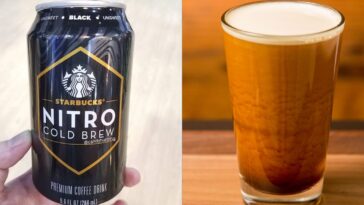 What is in the bottom of a Starbucks Nitro can?