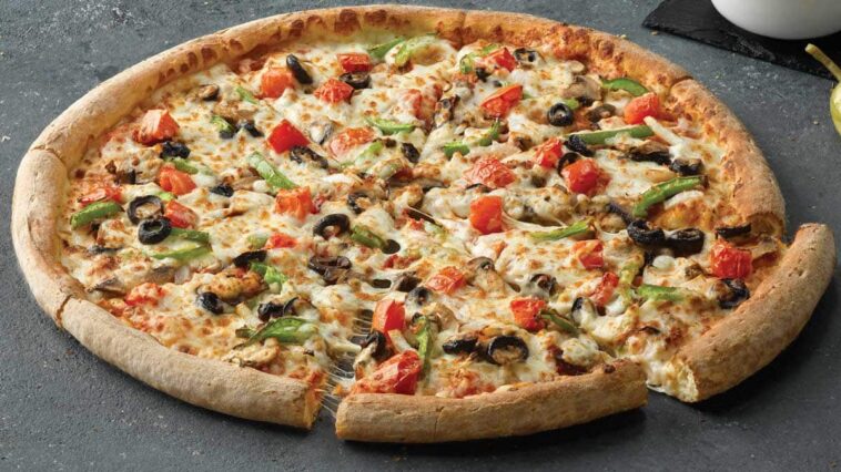 What is on a veggie pizza from Papa John's?