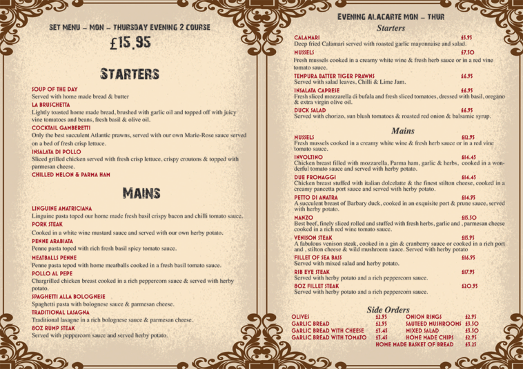 What is the a la carte menu?