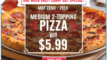 What size is Dominos 7.99 pizza?