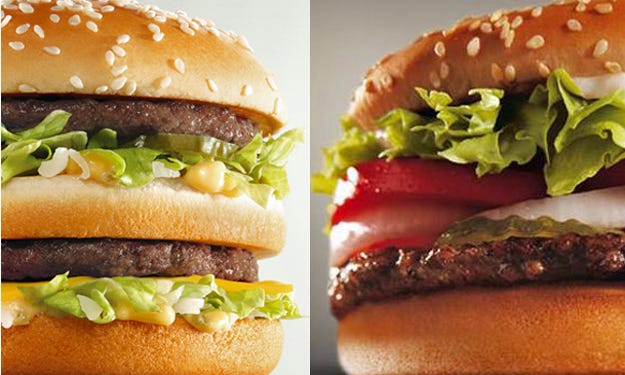 What's the difference between a quarter pound king and a Whopper?