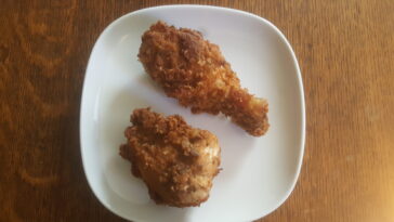 Why is there black stuff on my fried chicken?