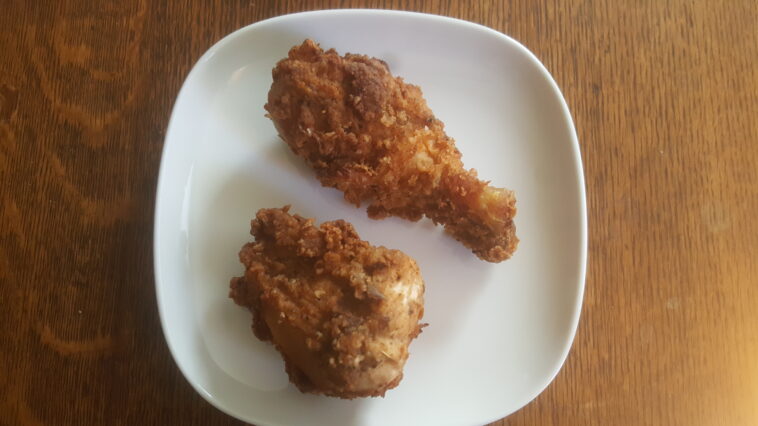 Why is there black stuff on my fried chicken?
